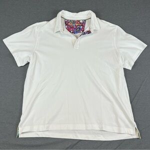 Robert Graham White Polo Shirt Short Sleeve Cotton Skull Paisley